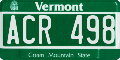 VT license plate ACR498