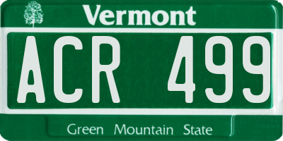 VT license plate ACR499