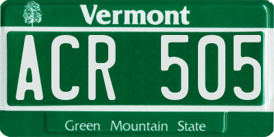 VT license plate ACR505