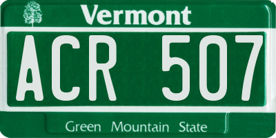 VT license plate ACR507