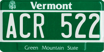 VT license plate ACR522