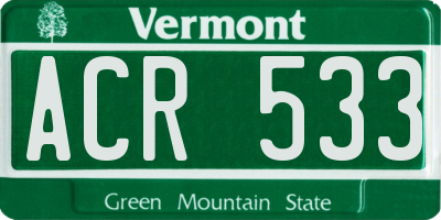 VT license plate ACR533