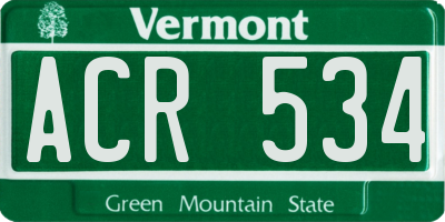 VT license plate ACR534