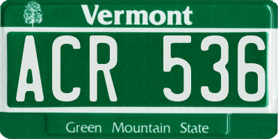 VT license plate ACR536