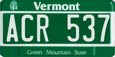 VT license plate ACR537