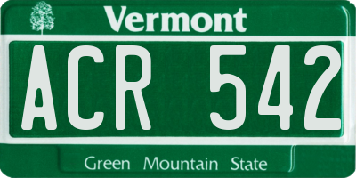 VT license plate ACR542