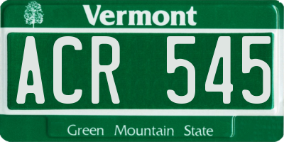 VT license plate ACR545