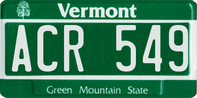 VT license plate ACR549