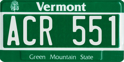 VT license plate ACR551