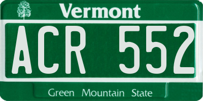 VT license plate ACR552