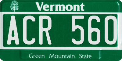 VT license plate ACR560