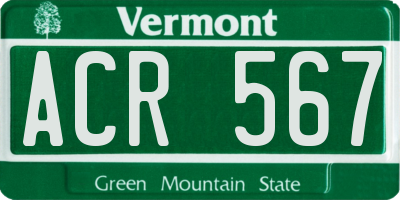 VT license plate ACR567