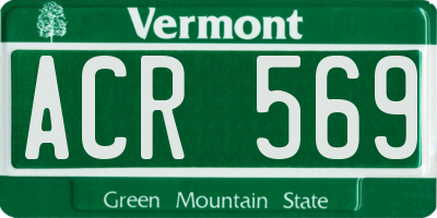 VT license plate ACR569