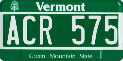 VT license plate ACR575