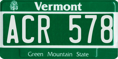 VT license plate ACR578