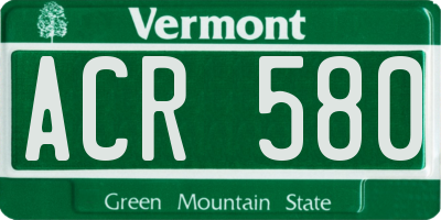 VT license plate ACR580