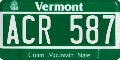 VT license plate ACR587