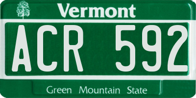 VT license plate ACR592