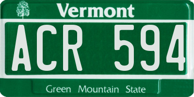VT license plate ACR594