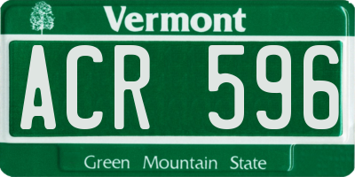 VT license plate ACR596