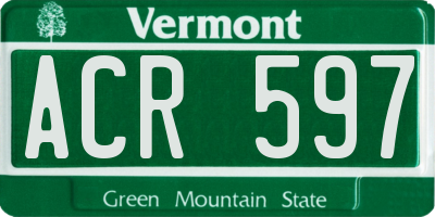 VT license plate ACR597