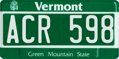 VT license plate ACR598
