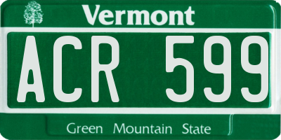 VT license plate ACR599