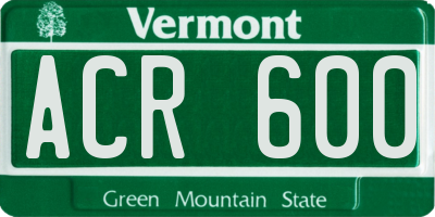 VT license plate ACR600