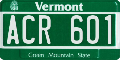 VT license plate ACR601