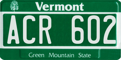 VT license plate ACR602