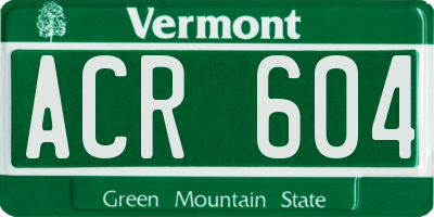 VT license plate ACR604