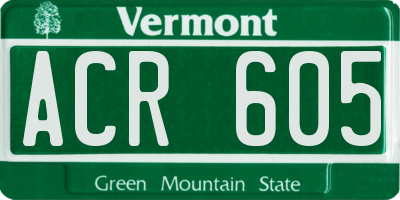 VT license plate ACR605