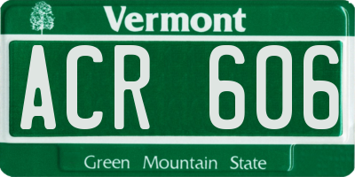 VT license plate ACR606