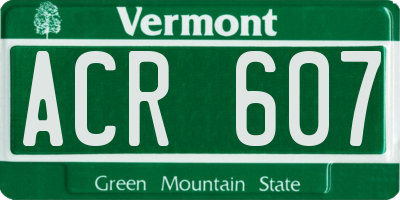 VT license plate ACR607