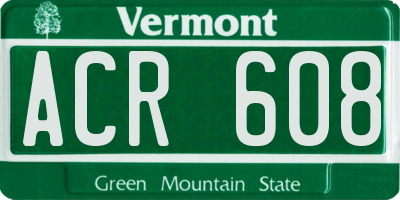 VT license plate ACR608