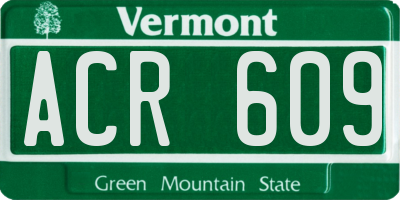 VT license plate ACR609