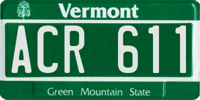 VT license plate ACR611