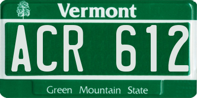 VT license plate ACR612