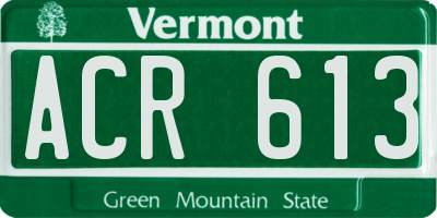 VT license plate ACR613