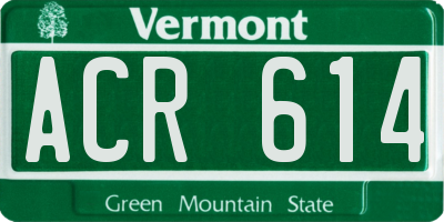 VT license plate ACR614