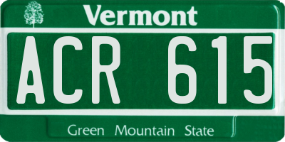 VT license plate ACR615