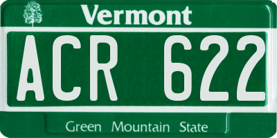 VT license plate ACR622