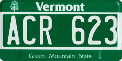 VT license plate ACR623
