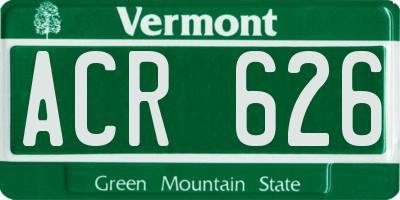 VT license plate ACR626