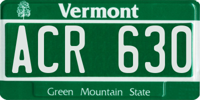 VT license plate ACR630