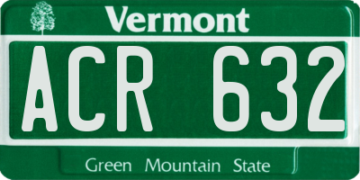 VT license plate ACR632