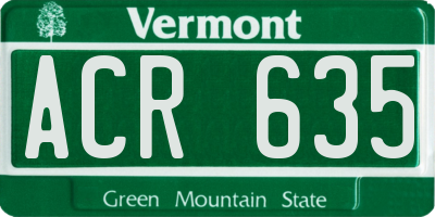 VT license plate ACR635