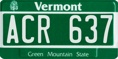 VT license plate ACR637