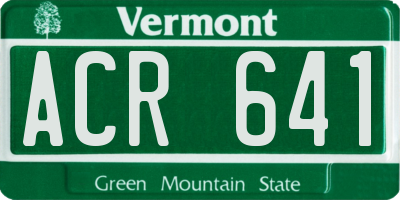 VT license plate ACR641