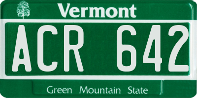VT license plate ACR642